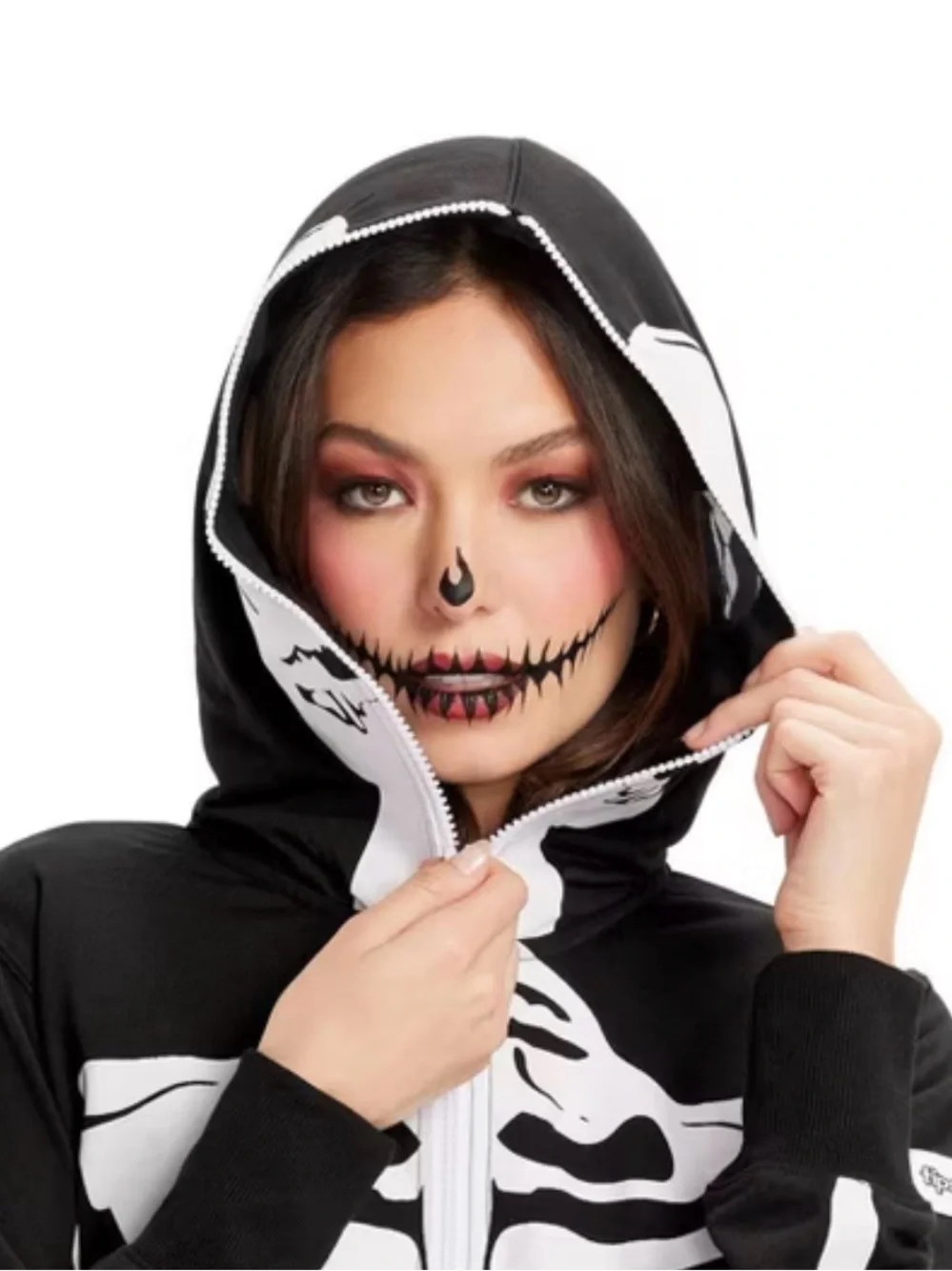 Tipsy Elves Women's Black Skeleton Onesie costume size small $80 retail